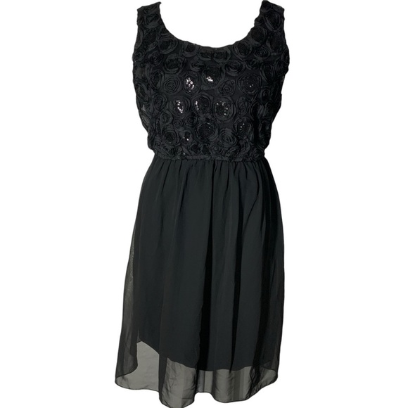 Black Sleeveless Sheer and Sequin Dress - Picture 1 of 7